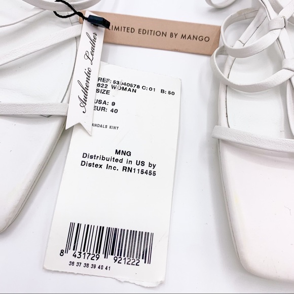 Mango White Square Toe Lace Up Sandals - Picture 5 of 6